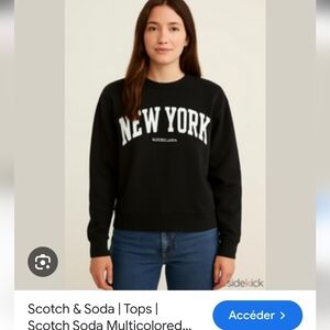 NWT Scotch & Soda Navy Graphic Women's Sweater Sz Large